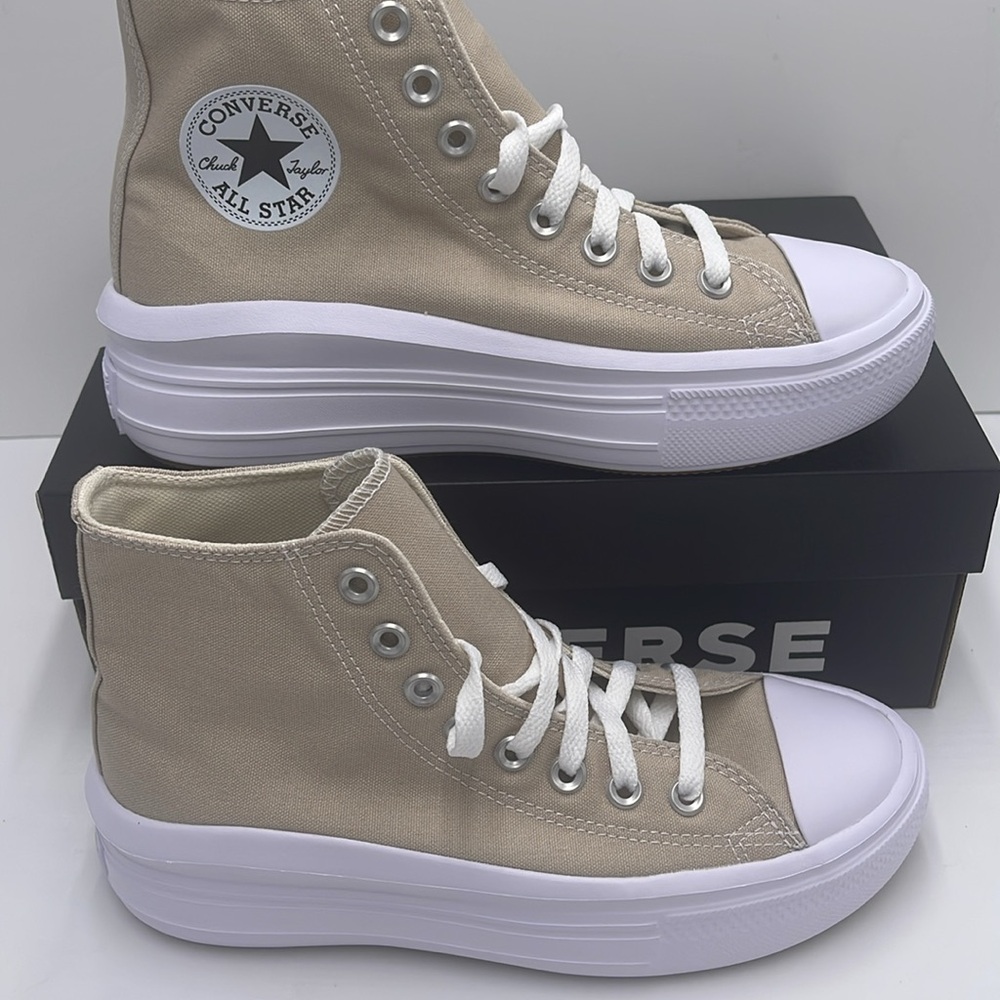 Converse WMNS A04365C CTAS MOVE HI BEACH STONE/WHITE/BEACH STONE Platforms - Picture 2 of 16